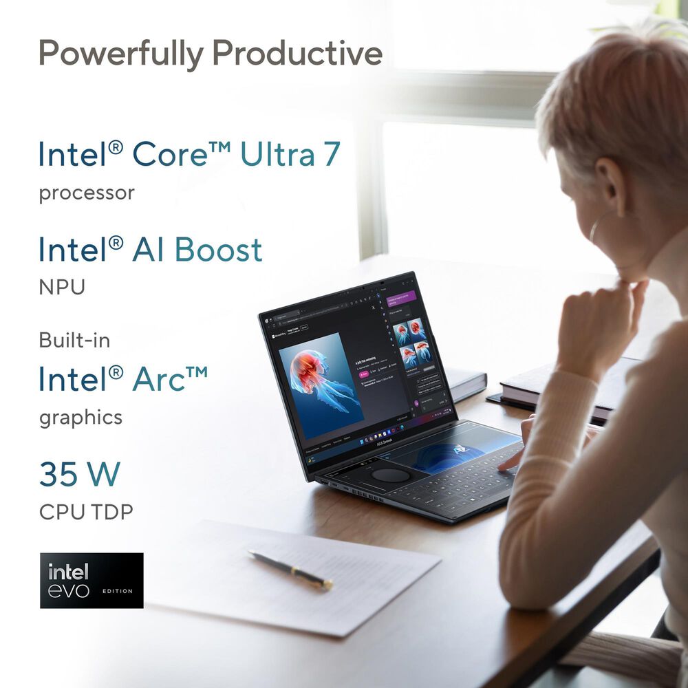 ASUS Zenbook Duo 14&quot; Laptop | Intel Core Ultra 7 Processor 155H - 16GB RAM - Intel Arc Graphics - 1TB SSD in Inkwell Grey, , large