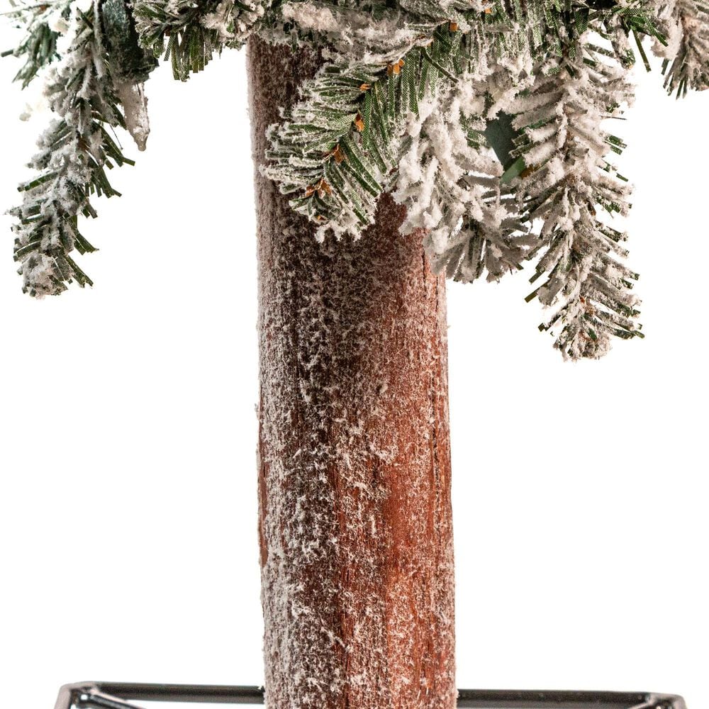 The Gerson Company 6&#39; Pre-Lit Artificial Flocked Alpine with White Lights in Green, , large