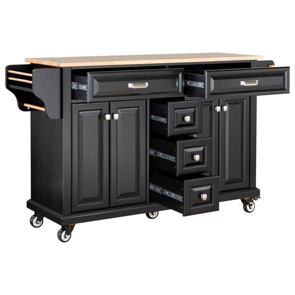 HOMLUX Kitchen Island Cart with Storage Cabinet in Black, , large
