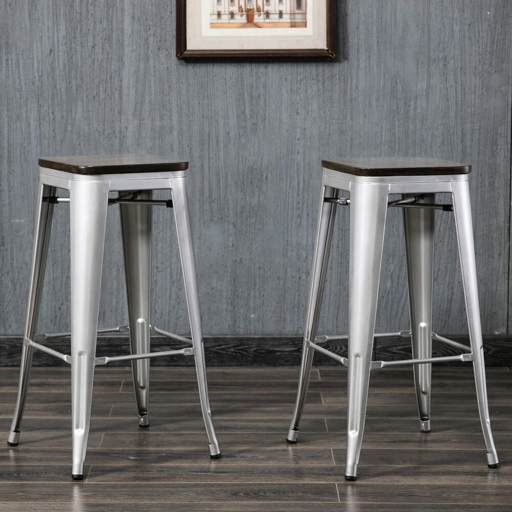 Carolina Cottage Cormac 30" Bar Stool in Silver/Elm (Set of 2), , large