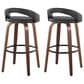 LumiSource Grotto Swivel Bar Stool with Black Velvet Upholstery in Walnut Wood and Black (Set of 2), , large