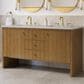 James Martin Hudson 60" Double Bathroom Vanity in Honey Oak with 3 cm Eternal Jasmine Pearl Silestone Top, Rectangular Sinks and FreePower Wireless Charger, , large