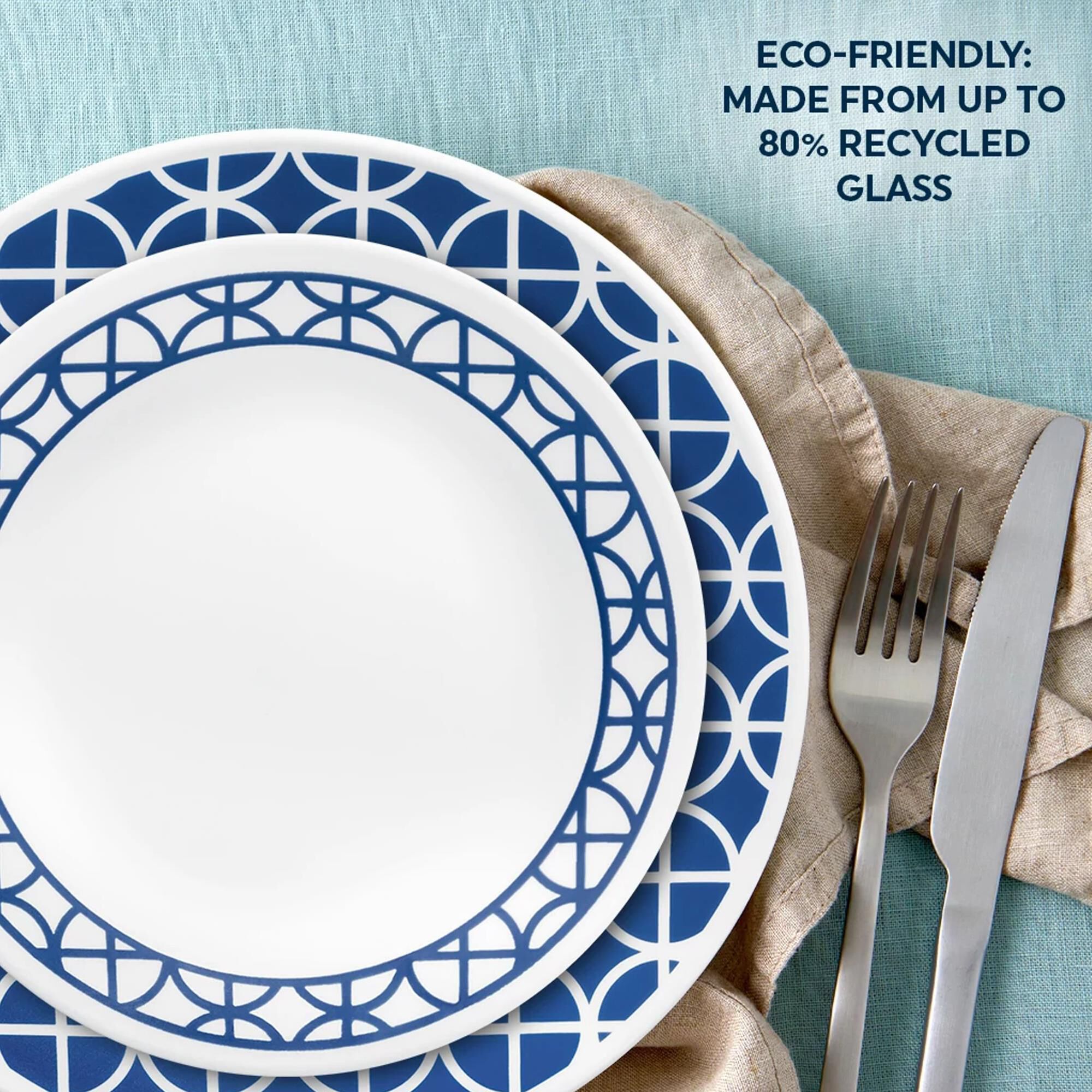 Corelle Classic 16pc Dinnerware Set Cobalt Circles NFM