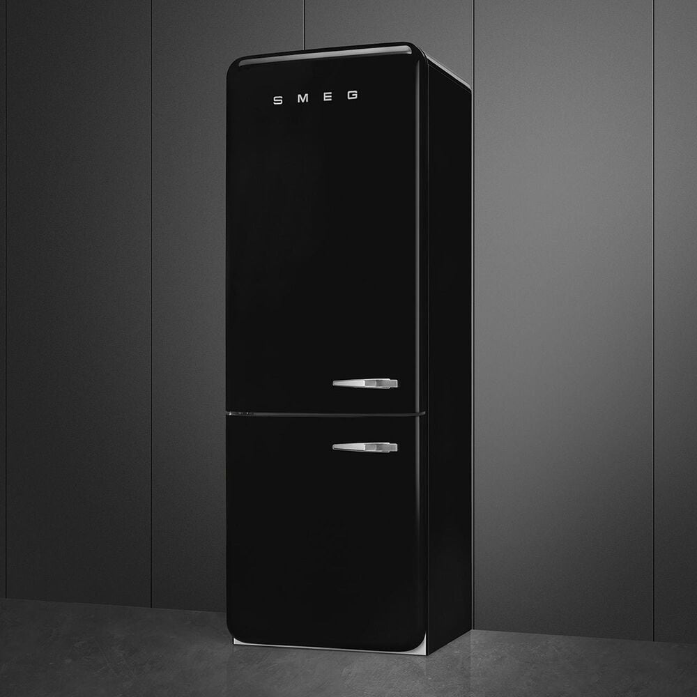 SMEG 18.01 Cu. Ft. Retro Bottom Freeze Refrigerator with Right Hinge in Black, , large