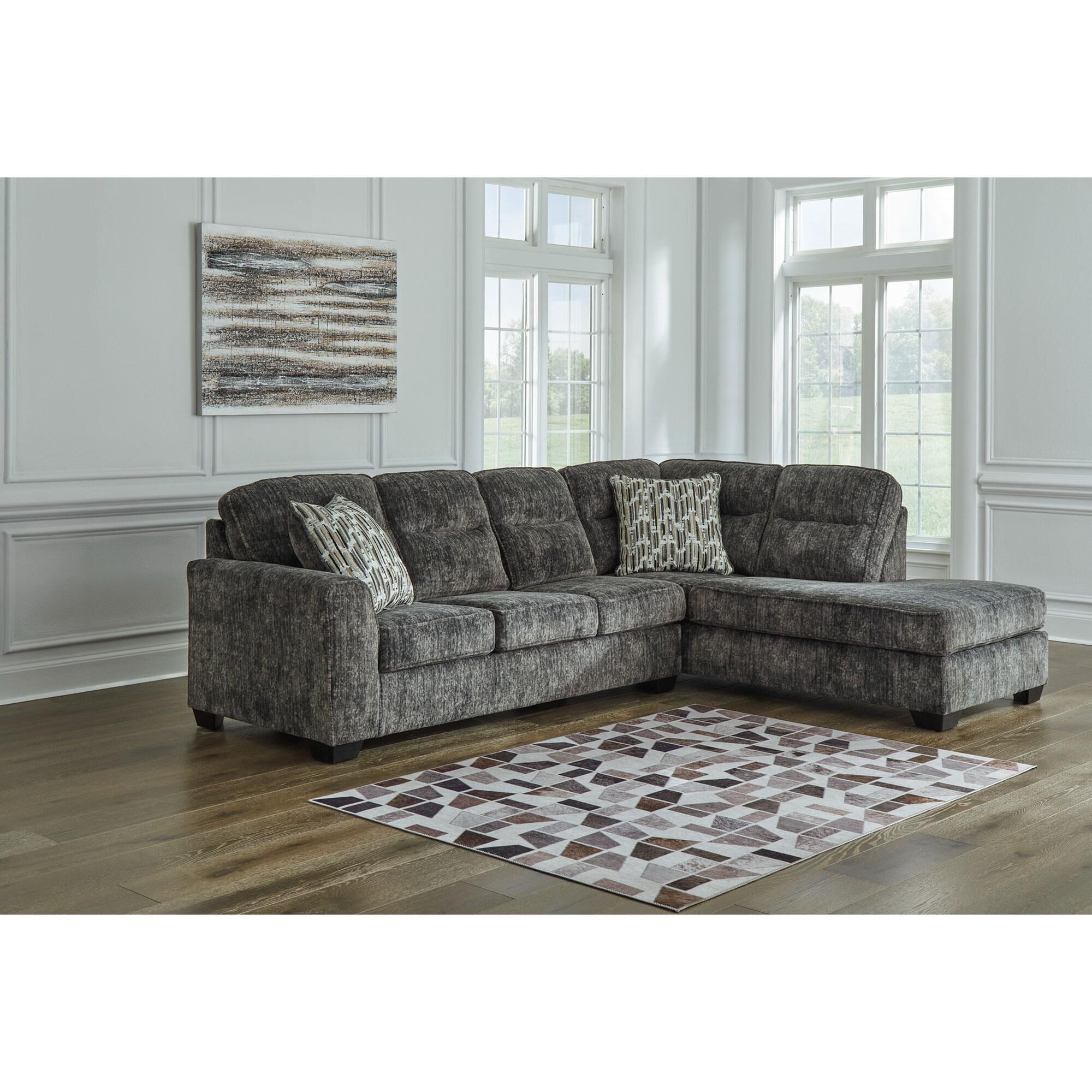 るん  Ashley Lonoke 2-Piece Stationary Sectional Set with Right