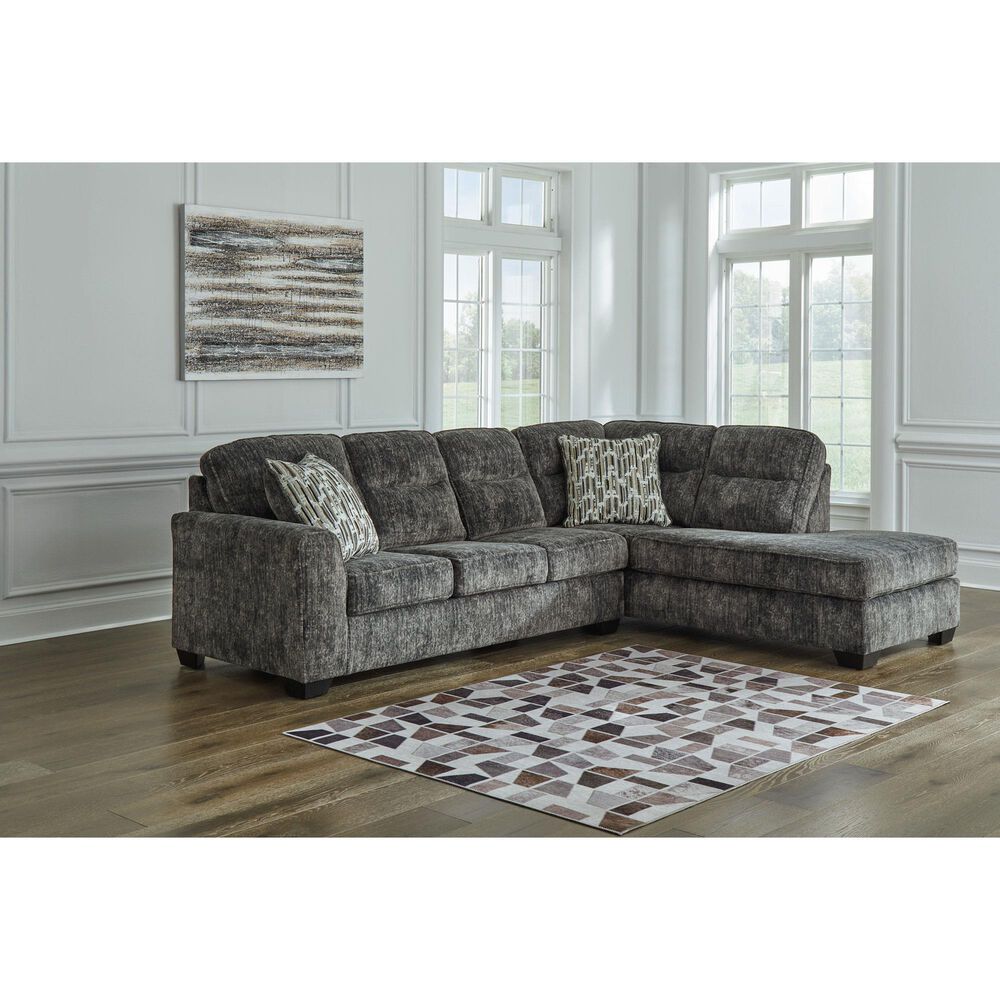 Ashley Lonoke 2-Piece Stationary Sectional Set with Right-Arm Facing Corner Chaise in Gunmetal, , large