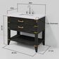 Lexora Home Norwalk 36" Single Bathroom Vanity in Black Oak with White Quartz Top and Rectangular Sink, , large