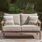 Ashley Harmony Headlands Outdoor Loveseat with Cushion in Natural and Gray, , large