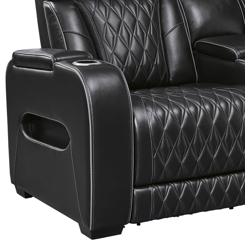 Ashley Boyington Power Reclining Loveseat with Console in Black, , large