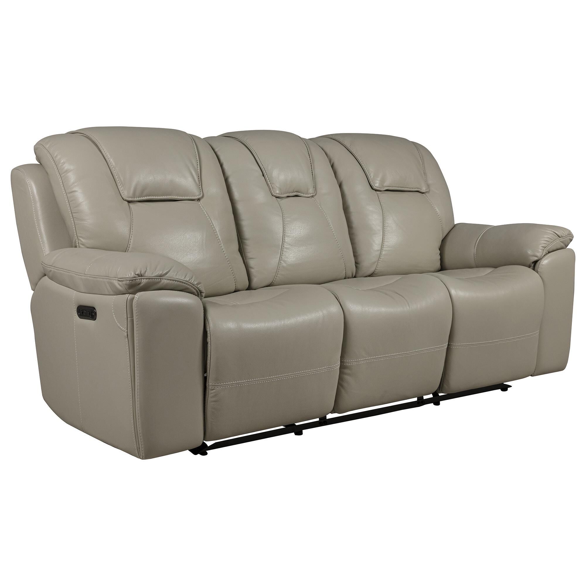 Bassett Chandler Power Reclining Sofa with Power Headrest in Linen