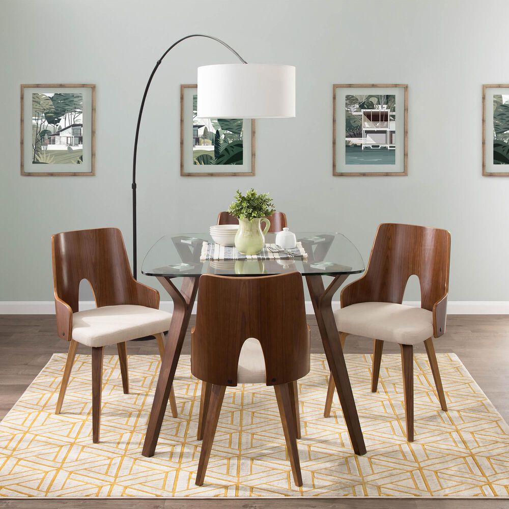 Lumisource Folia Dining Table in Clear/Walnut, , large