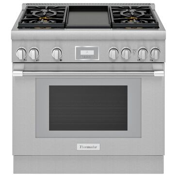 Thermador 36" Professional Harmony Standard Depth Gas Range with 4 Burners and Griddle in Stainless Steel, , large