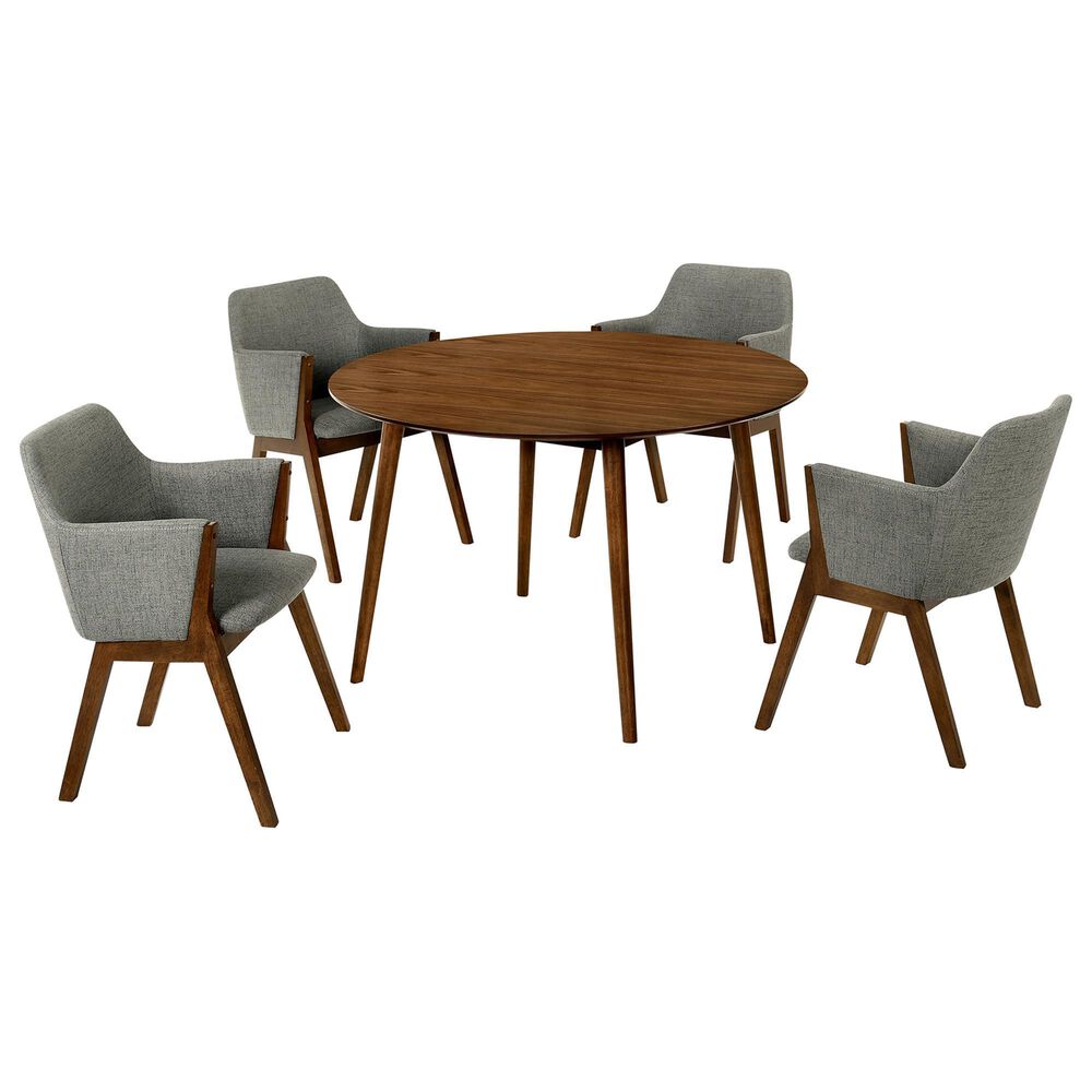 Blue River Arcadia and Renzo 5-Piece 48" Dining Set with Charcoal Cushion in Walnut, , large