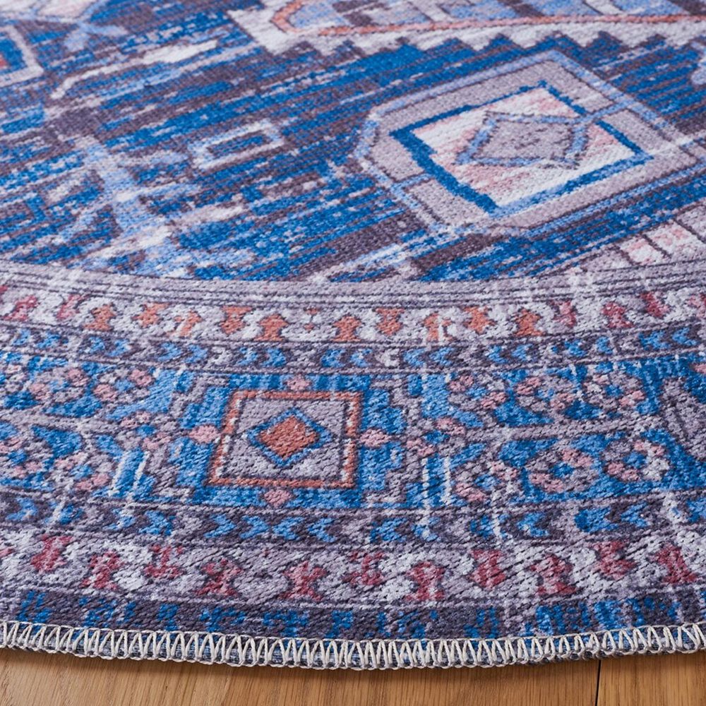 Safavieh Serapi Bohemian 6&#39;7&quot; Round Blue and Ivory Area Rug, , large
