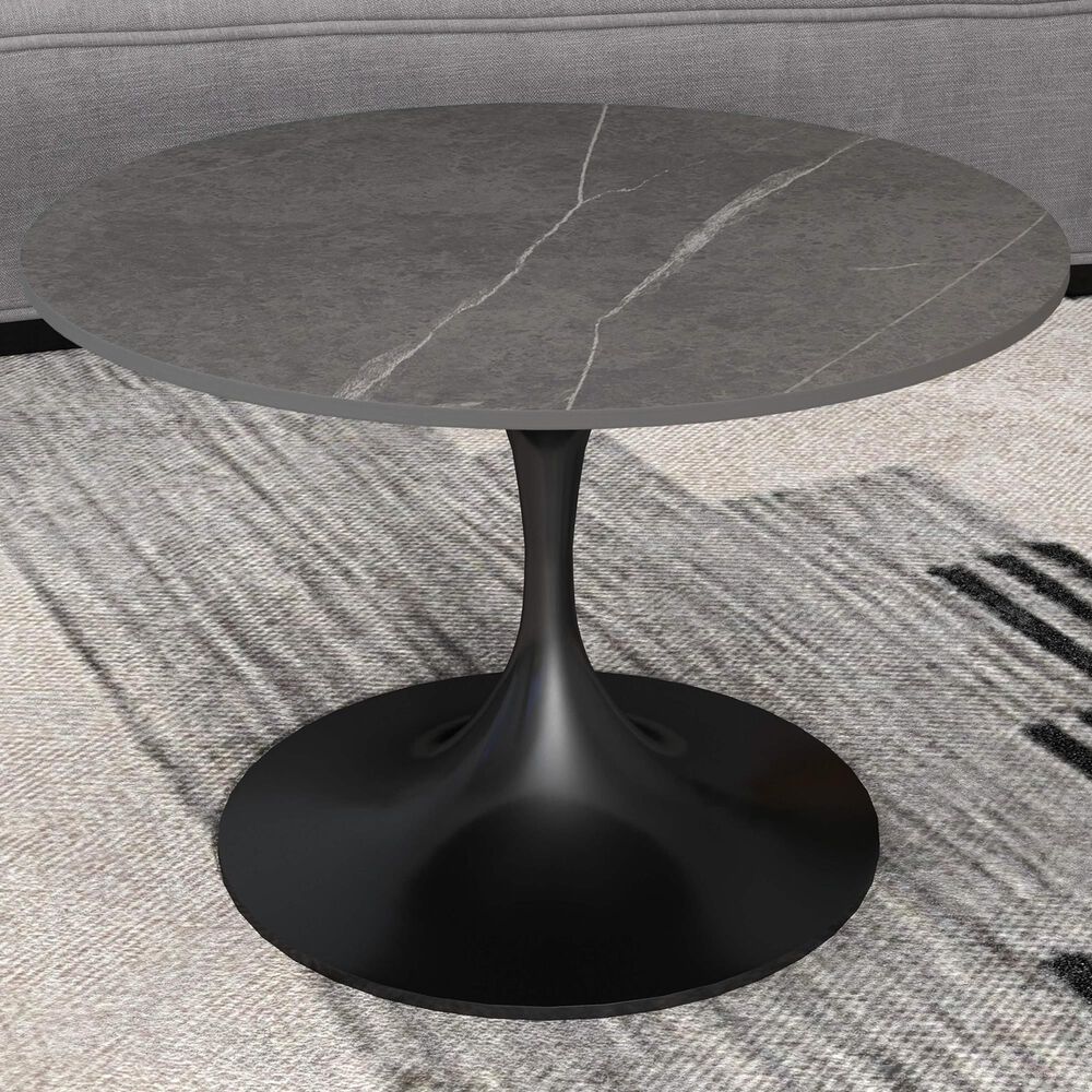 Leisuremod Verve 27&quot; Coffee Table with Sintered Stone Top in Black and Grey, , large
