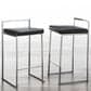 LumiSource Fuji Stackable Counter Stool with Black Faux Leather in Brushed Stainless Steel (Set of 2), , large