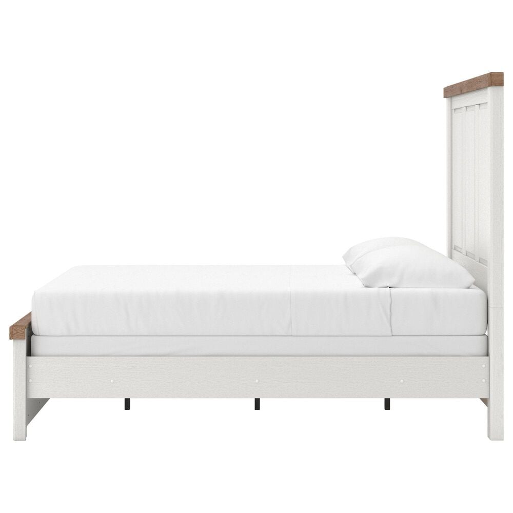 Ashley Rustic Queen Panel Bed in White and Brown, , large