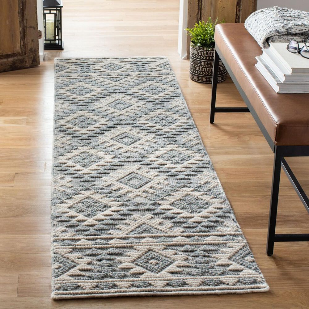 Safavieh Natura 2&#39;3&quot; x 8&#39; Cream, Gray and Aqua Runner, , large