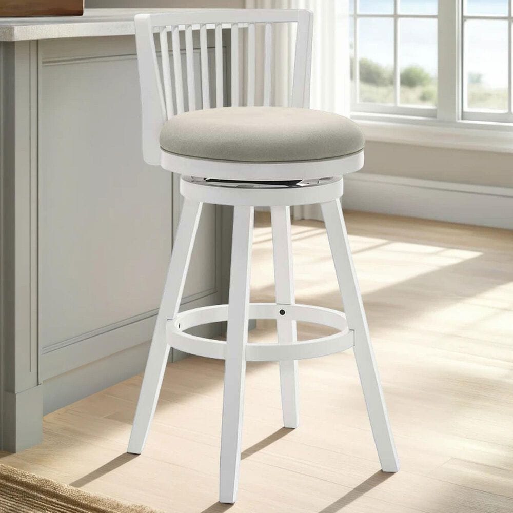 Armen Living Harper 26" Swivel Counter Height Stool in Matte White, , large
