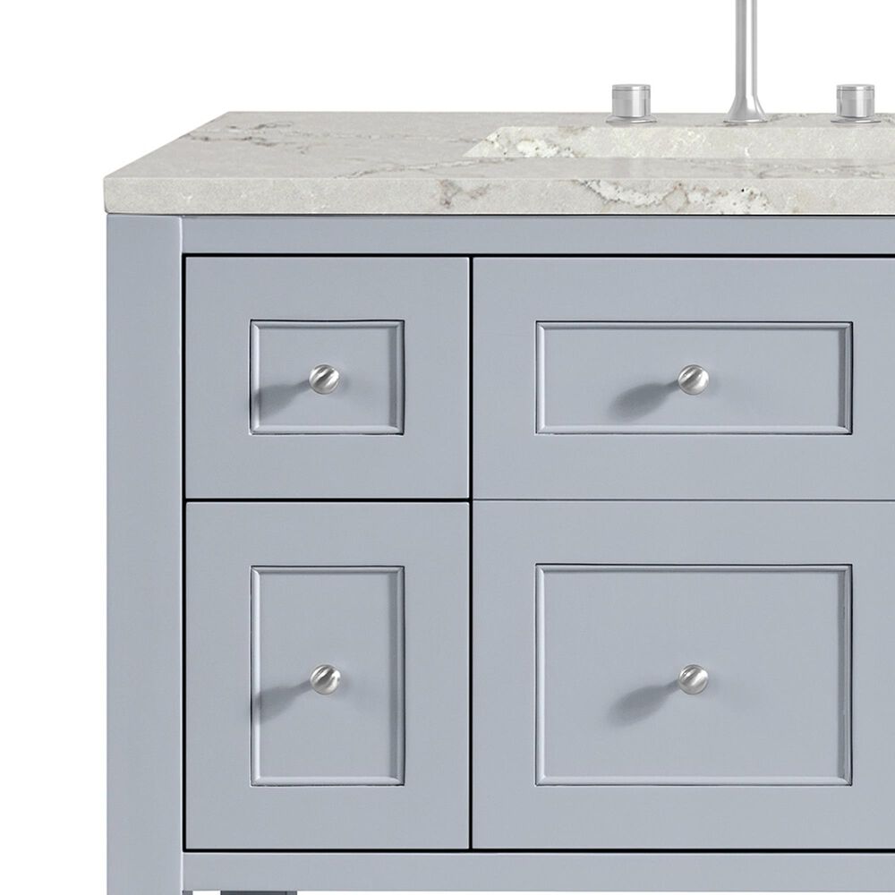 James Martin Vanities Breckenridge 72&quot; Double Bathroom Vanity in Serenity Blue with 3 cm Victorian Silver Quartz Top and Rectangular Sinks, , large