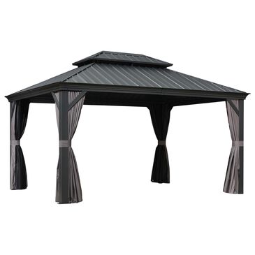 HOMLUX 14-ft x 11-ft Double Roof Outdoor Gazebo Gray Gazebo with Hardtop Roof (Screen Included), , large