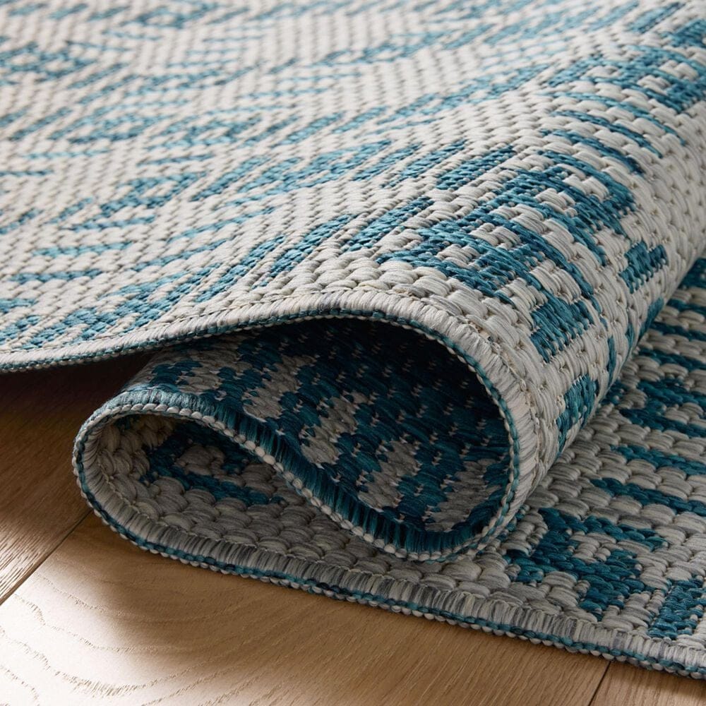 Loloi Easton Fog and Teal 4&#39; x 6&#39; Indoor/Outdoor Area Rug, , large