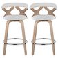 LumiSource Gardenia Swivel Fixed-Height Counter Stool with Cream Fabric Upholstery in Chrome and Whitewashed (Set of 2), , large