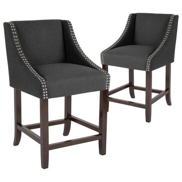 Flash Furniture Carmel 24" Counter Stool with Black Cushion in Walnut (Set of 2), , large