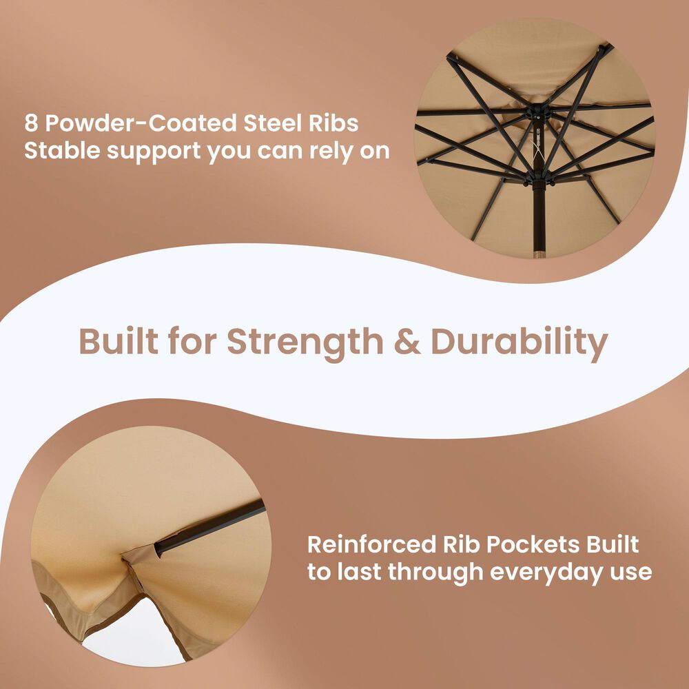 HOMLUX 10' Patio Umbrella in Khaki, , large