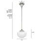 Hunter Saddle Creek 1-Light Mini Pendant with Shiny Cased White Glass in Brushed Nickel, , large