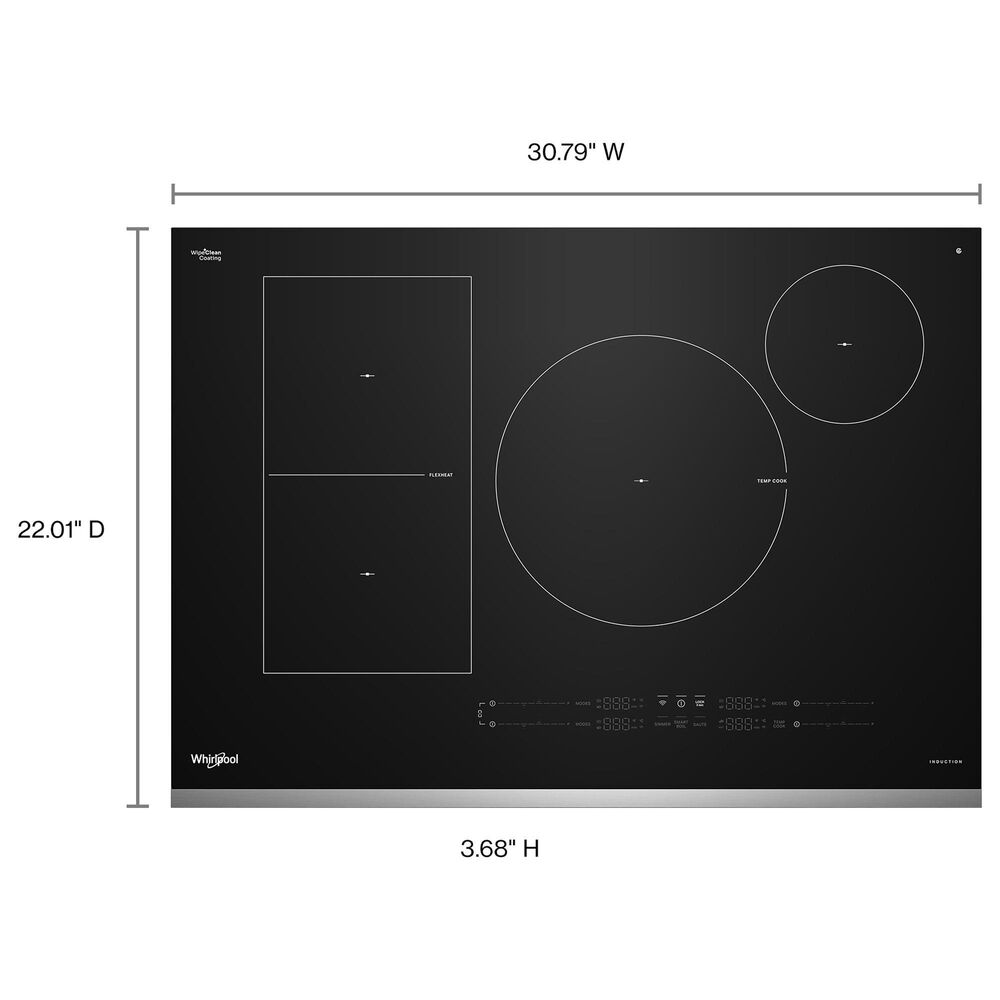 Whirlpool 30" Intelligent Induction Cooktop with Temp Cook Technology and WipeClean Coating in Black and Stainless Steel, , large
