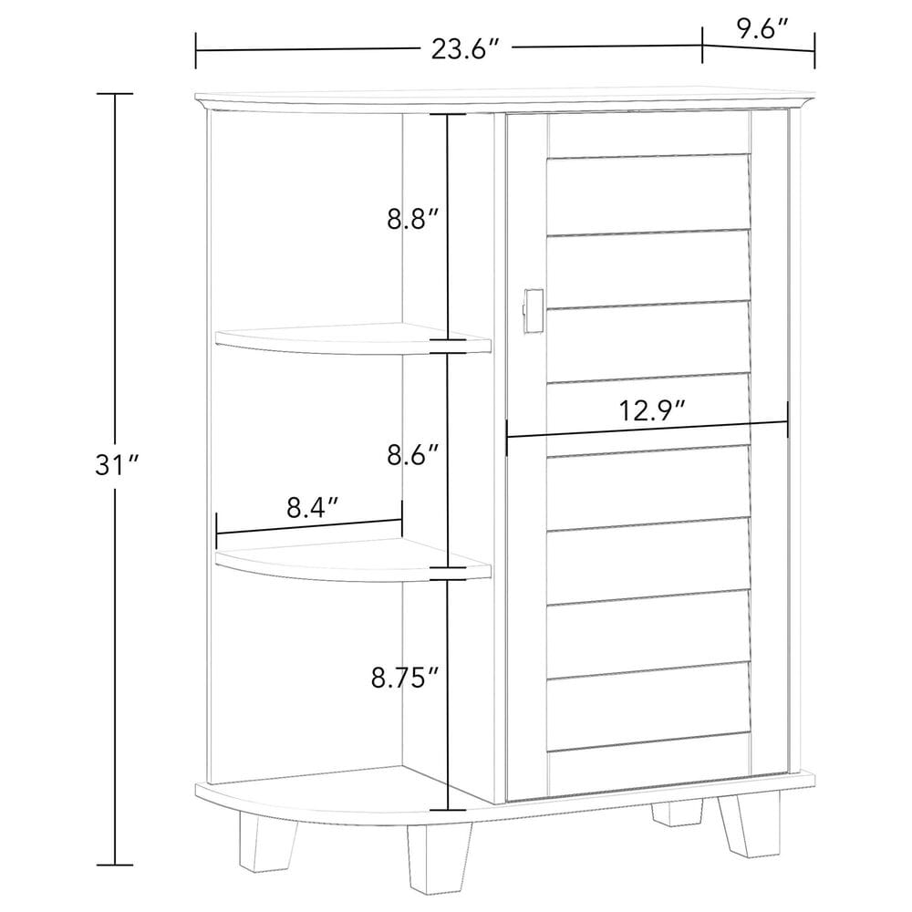 RiverRidge Home Brookfield 1-Door Floor Cabinet with Side Shelves in White, , large