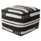LR Home 18" Square Striped Pouf in Black and White, , large