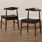 Baxton Studio Winton Side Chair with Black Cushion in Walnut Brown (Set of 2), , large