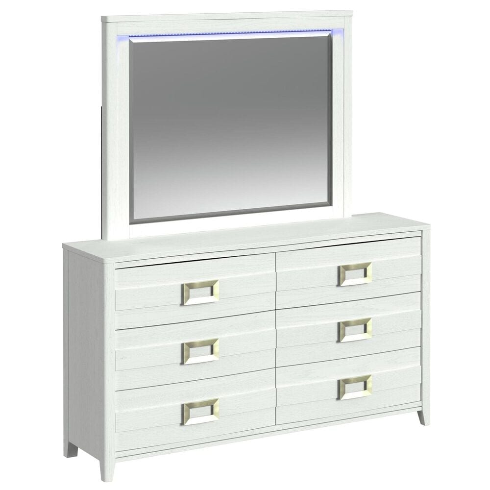 Mayberry Hill Tobias 6-Drawer Dresser and Mirror in White, , large