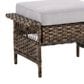 Sunwell Garden Outdoor Ottoman with Beige Cushion in Brown (Set of 2), , large
