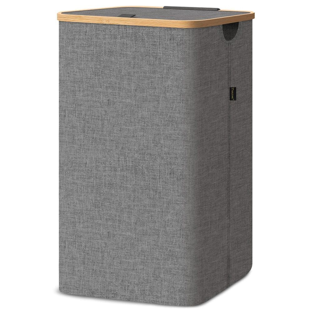 HOMLUX 26 Gallon Laundry Hamper with Lid in Grey, , large