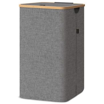 HOMLUX 26 Gallon Laundry Hamper with Lid in Grey, , large