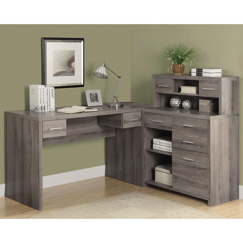 Monarch Specialties L-Shaped Computer Desk in Dark Taupe, , large