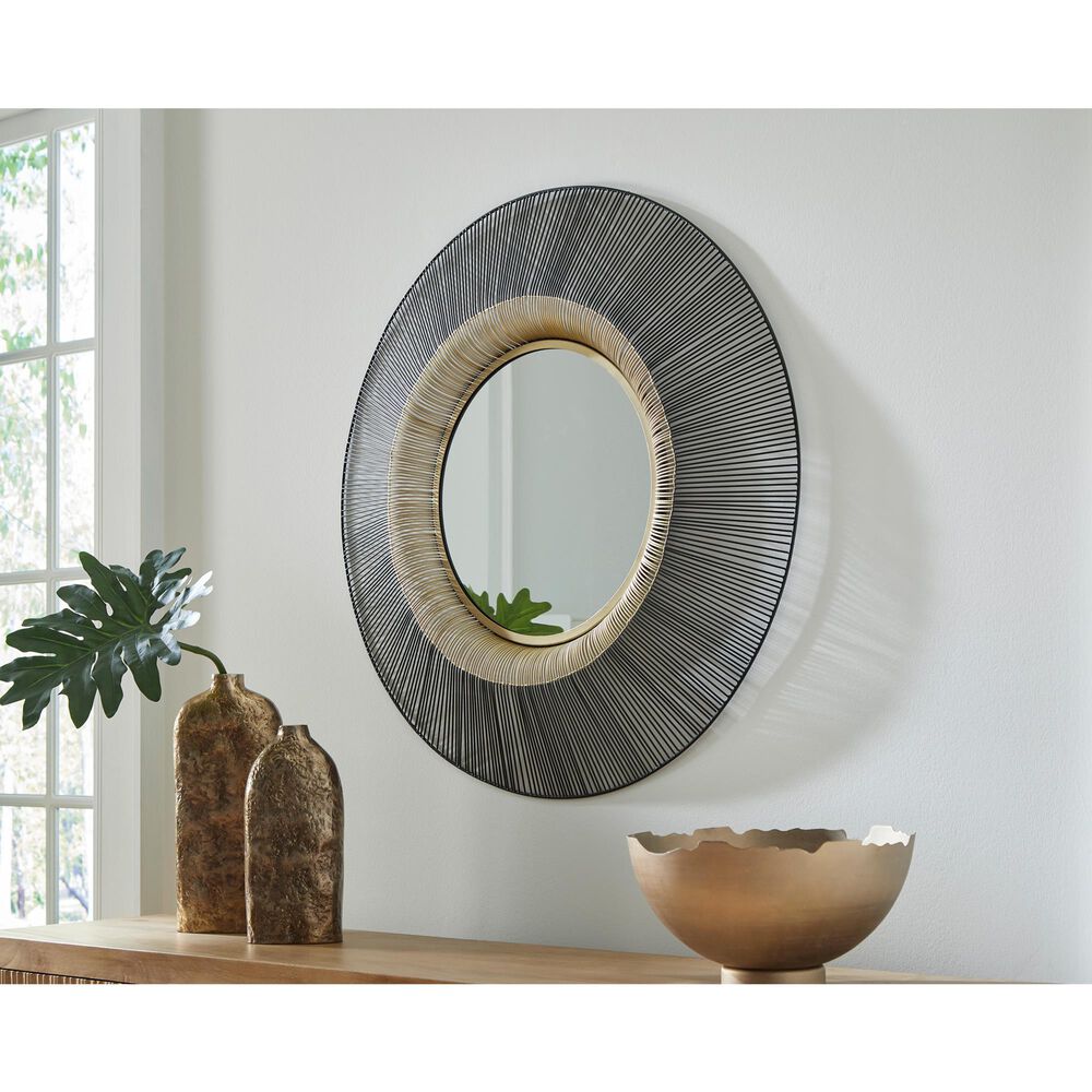 Ashley Dallmen Accent Wall Mirror in Black and Gold, , large