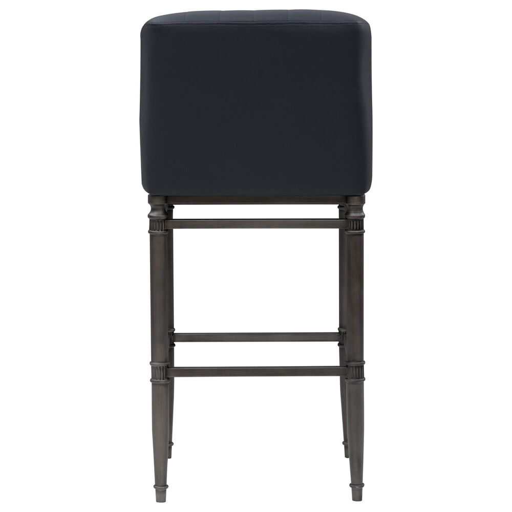 Armen Living Marvin Bar Height Stool with Night Life Blue Upholstery in Antique Pewter, , large