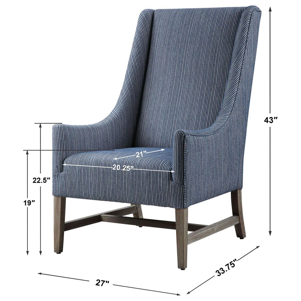 Uttermost Galiot Accent Chair in Blue and White, , large