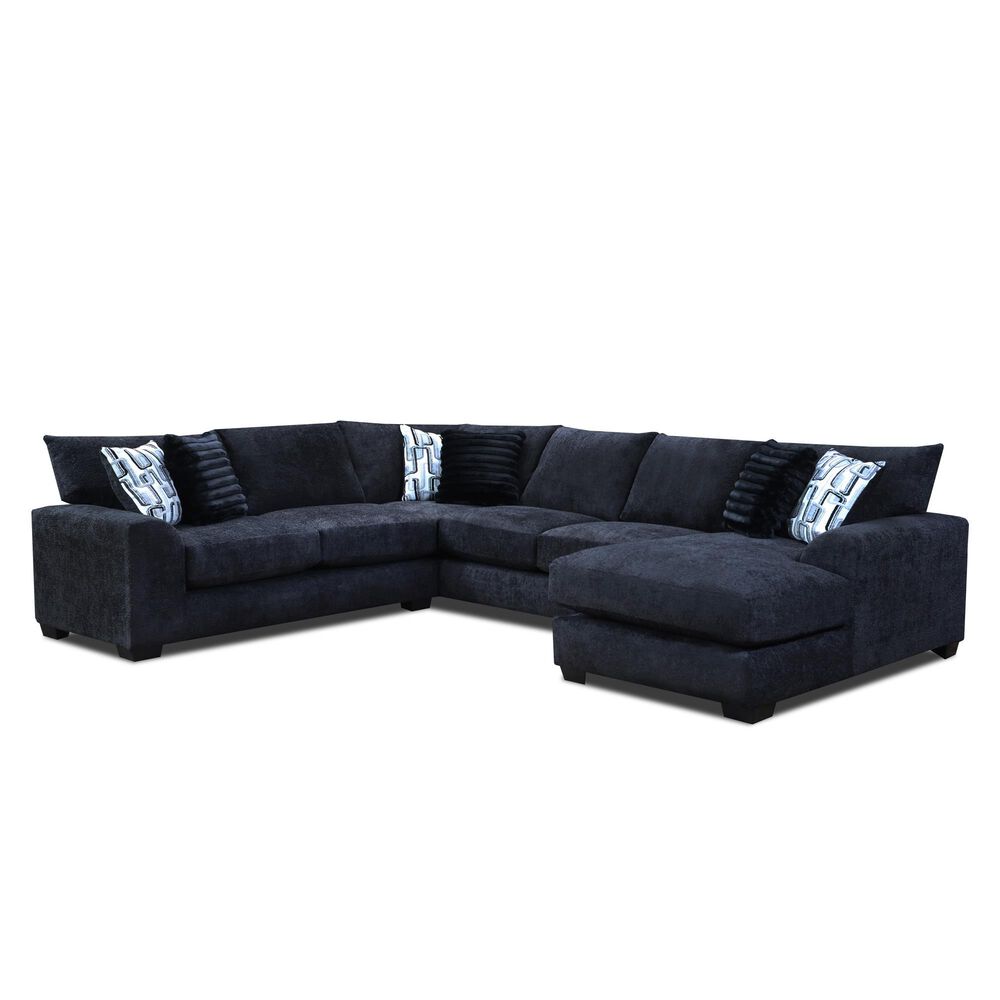 Maple + Main 3-Piece Stationary Right Facing Sectional with Chaise in Black, , large