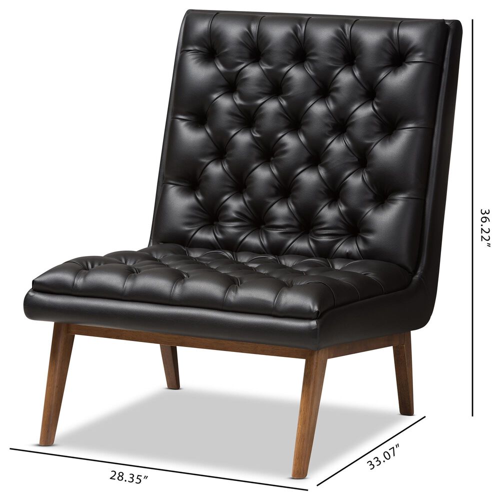 Baxton Studio Annetha Lounge Chair in Black, , large