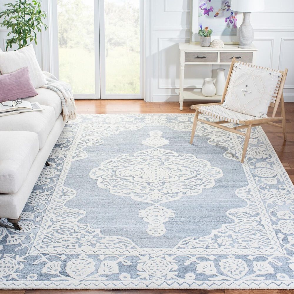 Safavieh Micro-Loop Bohemian 8' x 10' Light Blue and Ivory Area Rug, , large