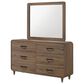 Crown Mark Nyomi 6 Drawer Dresser and Mirror in Light Brown, , large