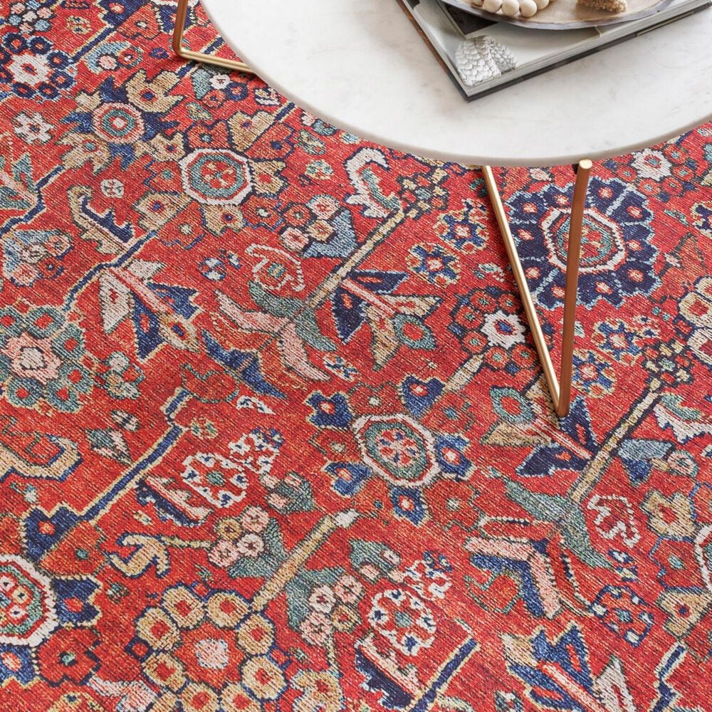 Surya Iris Burnt Orange, Dark Blue, Yellow, Light Pink, Oatmeal and Olive 7&#39;6&quot; x 9&#39;6&quot; Area Rug, , large
