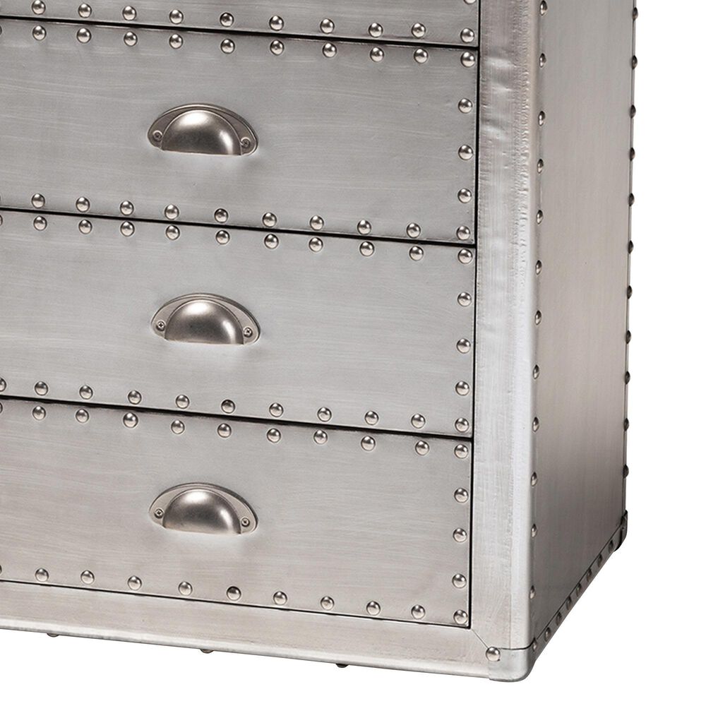 Baxton Studio Davet 5-Drawer Accent Storage Cabinet in Silver, , large