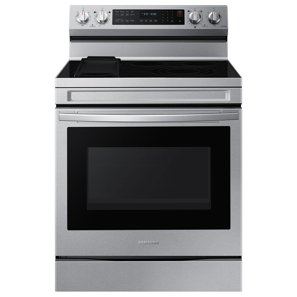 Samsung 2-Piece Kitchen Package with 6.3 Cu. Ft. Convection Freestanding Electric Range and Bespoke 2.1 Cu. Ft. Fingerprint Resistant Over-the-Range Microwave in Stainless Steel, , large