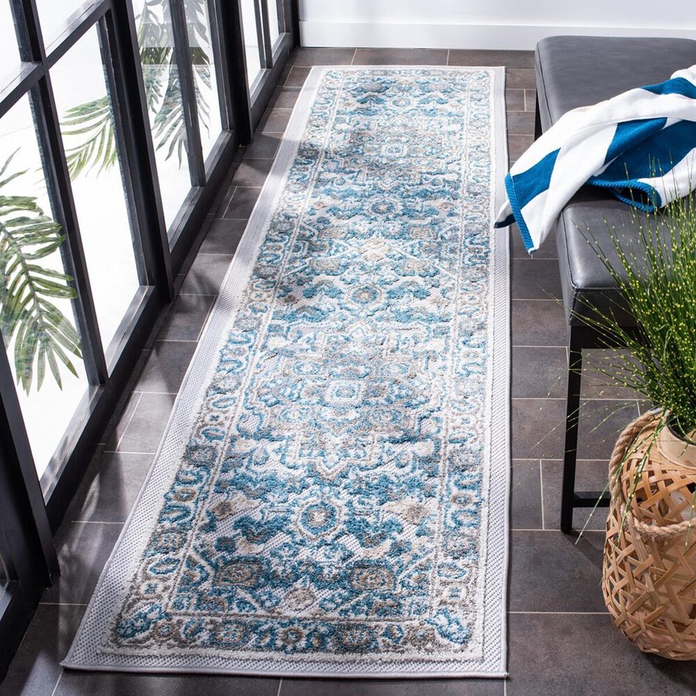 Safavieh Cabana CBN680N 2&#39;2&quot; x 9&#39; Navy and Grey Indoor/Outdoor Performance Runner, , large